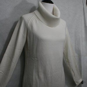 Liz Claiborne White Rayon Pullover Sweater w/ Cowl Neck SZ M EUC